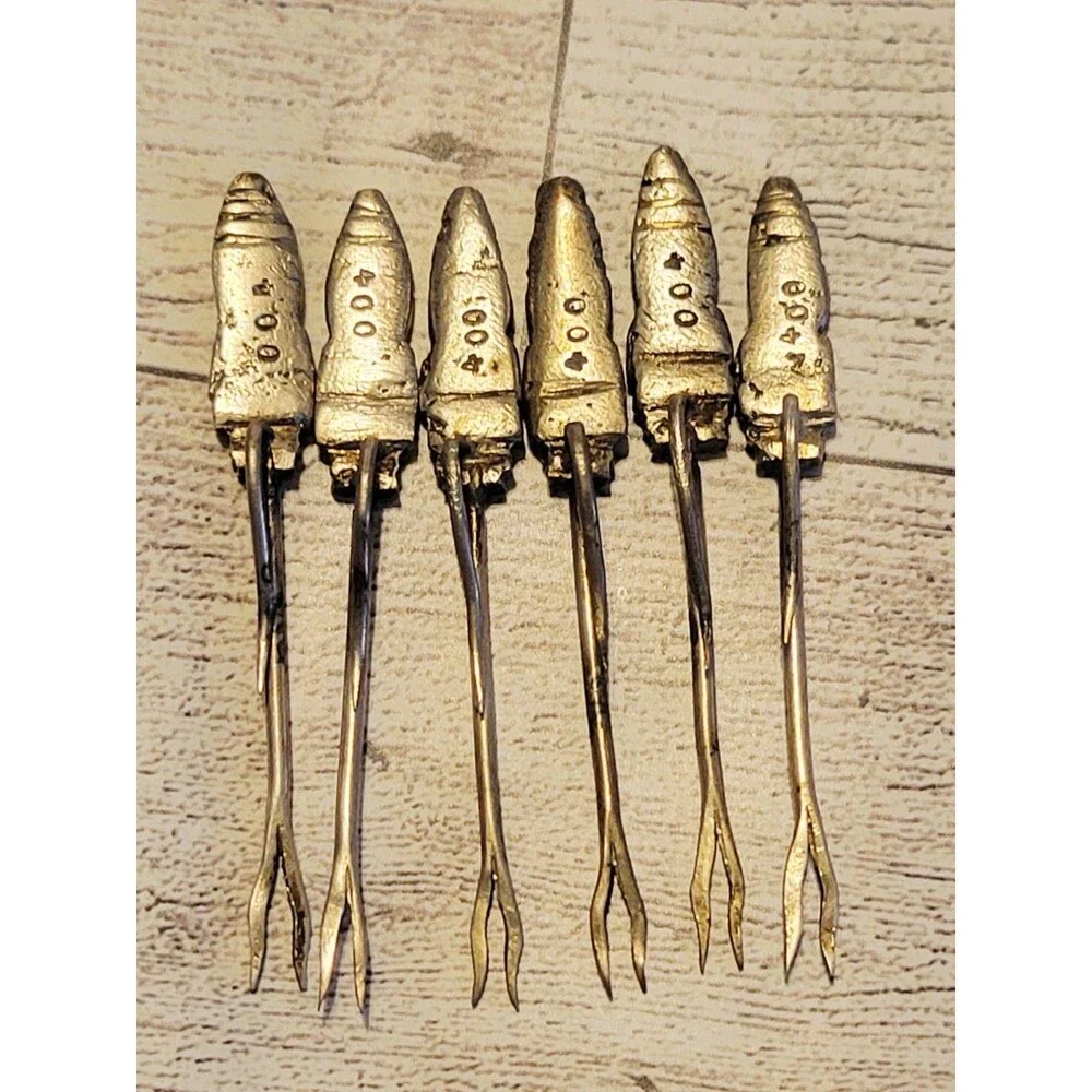 VINTAGE Silver Peruvian Cocktail Olive Forks Set Of 6